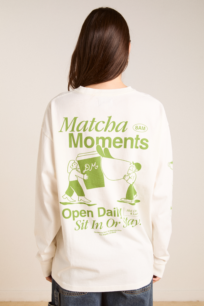 matcha moments long sleeve tee - ecru