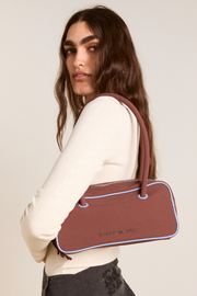 benny mini bowler bag - choc & blue