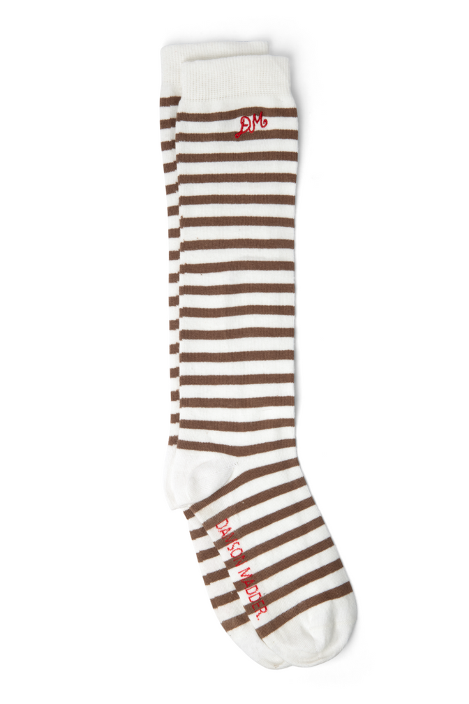 knee length socks - brown/white stripe