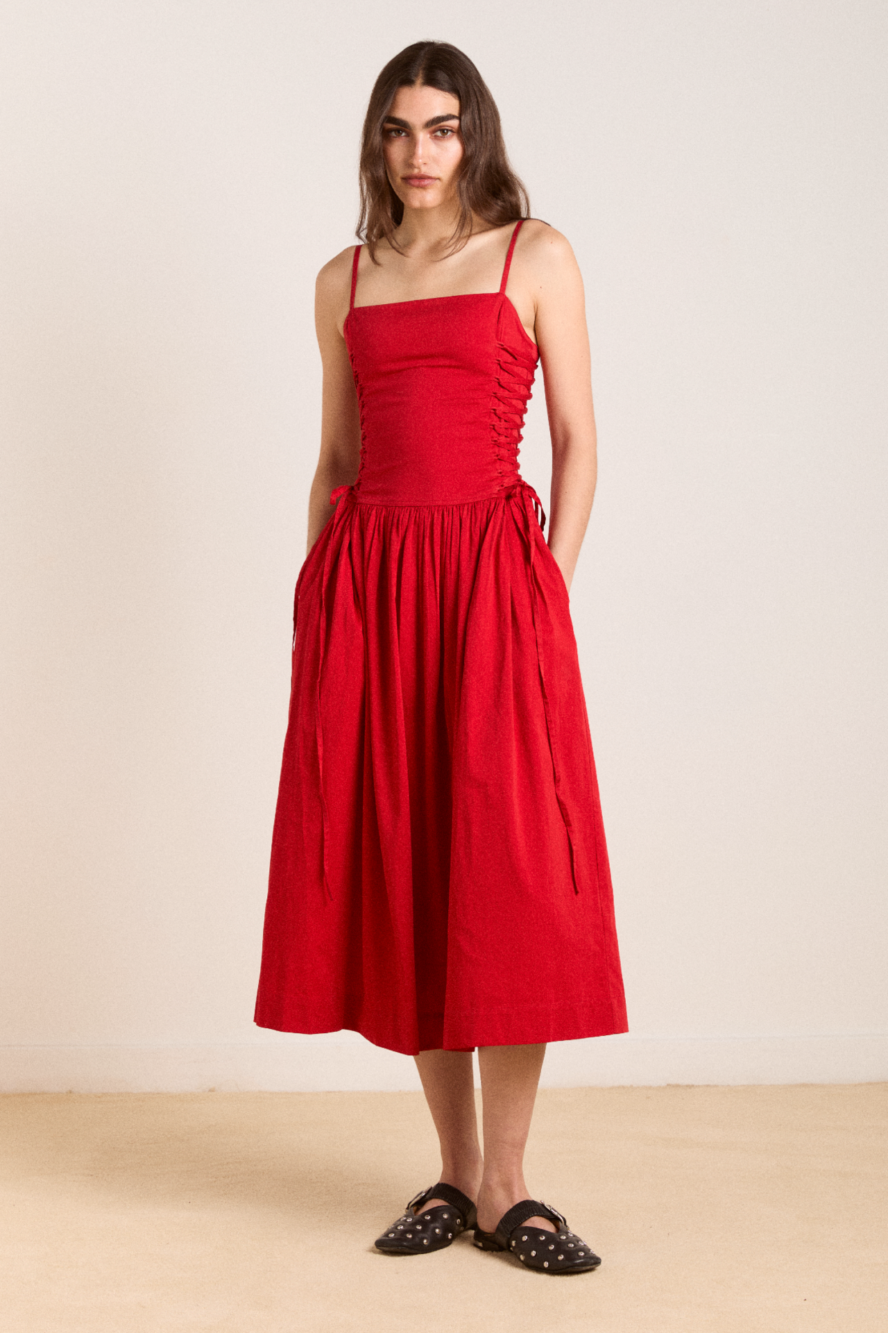 angelina midi dress - red – Damson Madder