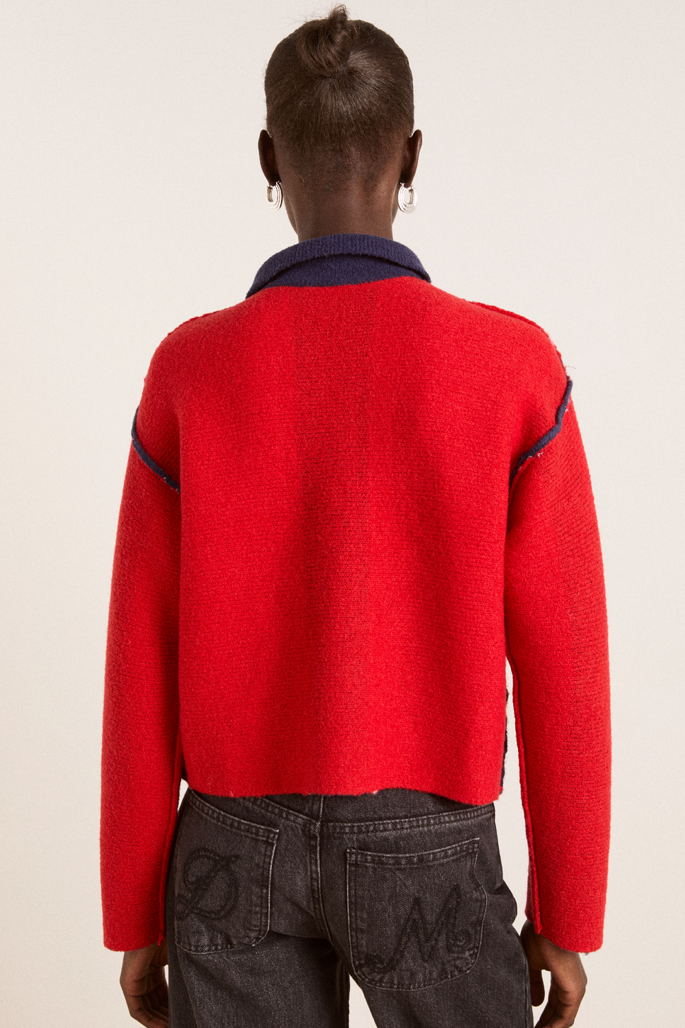 bibi boxy merino wool reversible cardigan