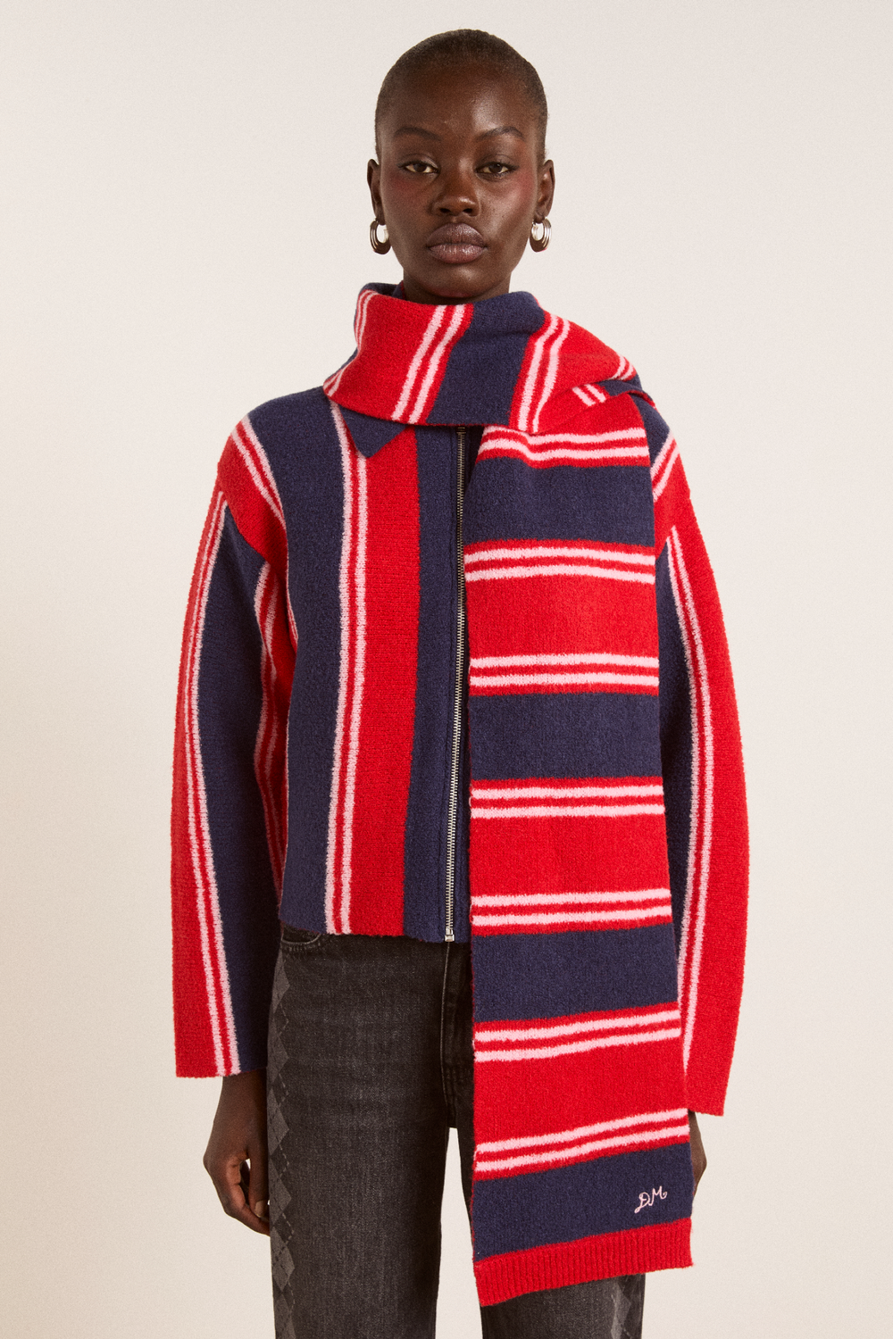 bibi boxy merino wool reversible cardigan