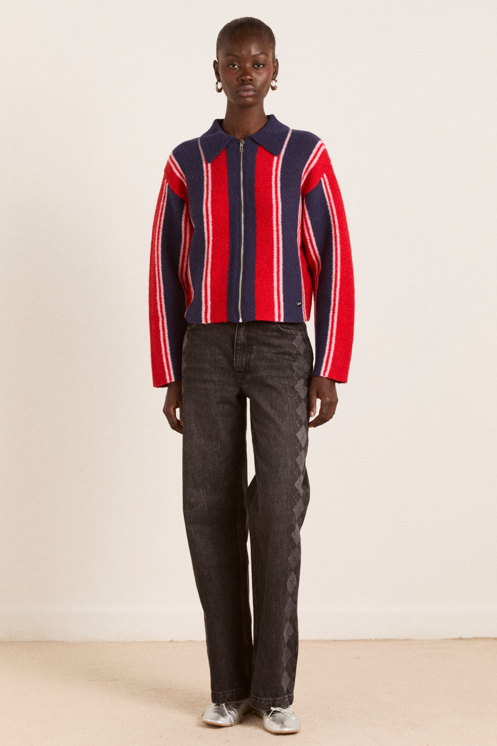 bibi boxy merino wool reversible cardigan