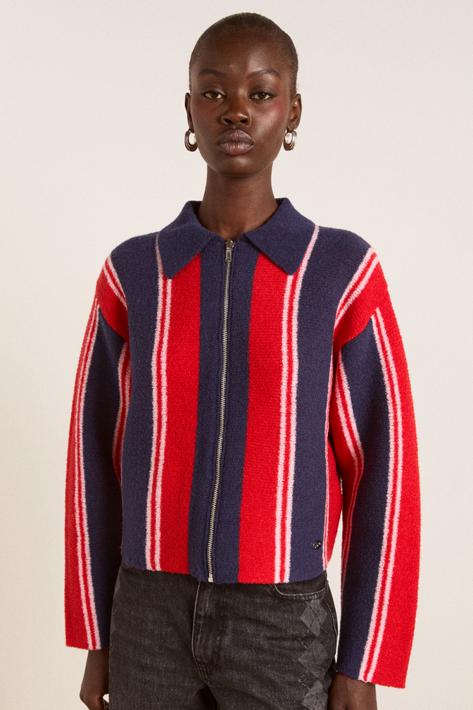 bibi boxy merino wool reversible cardigan