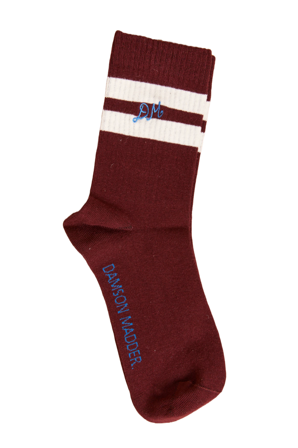 sporty calf socks in burg & ecru stripe