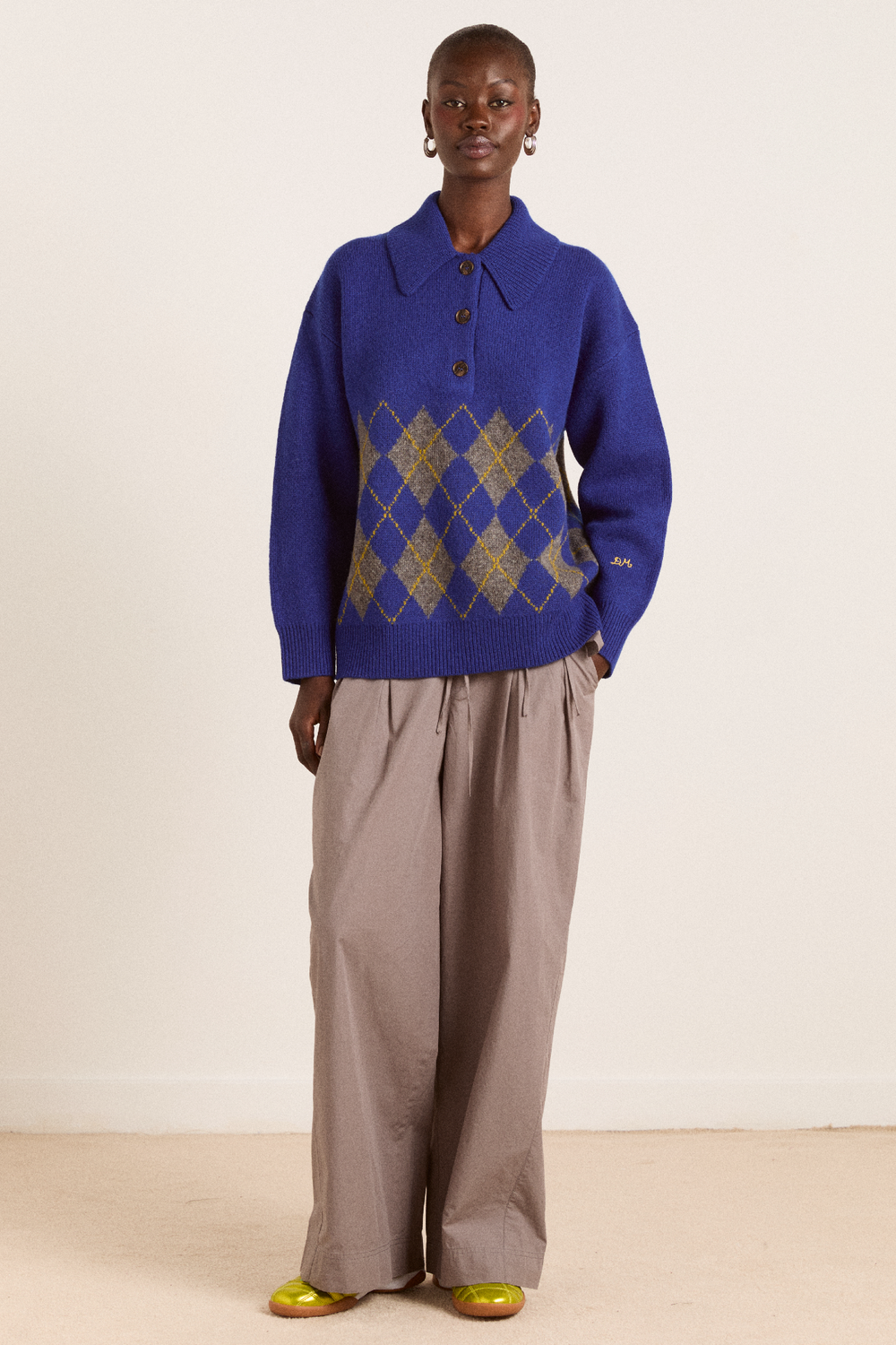 saskia slouchy lambswool rugby jumper -bold argyle