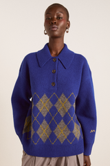 saskia slouchy lambswool rugby jumper -bold argyle