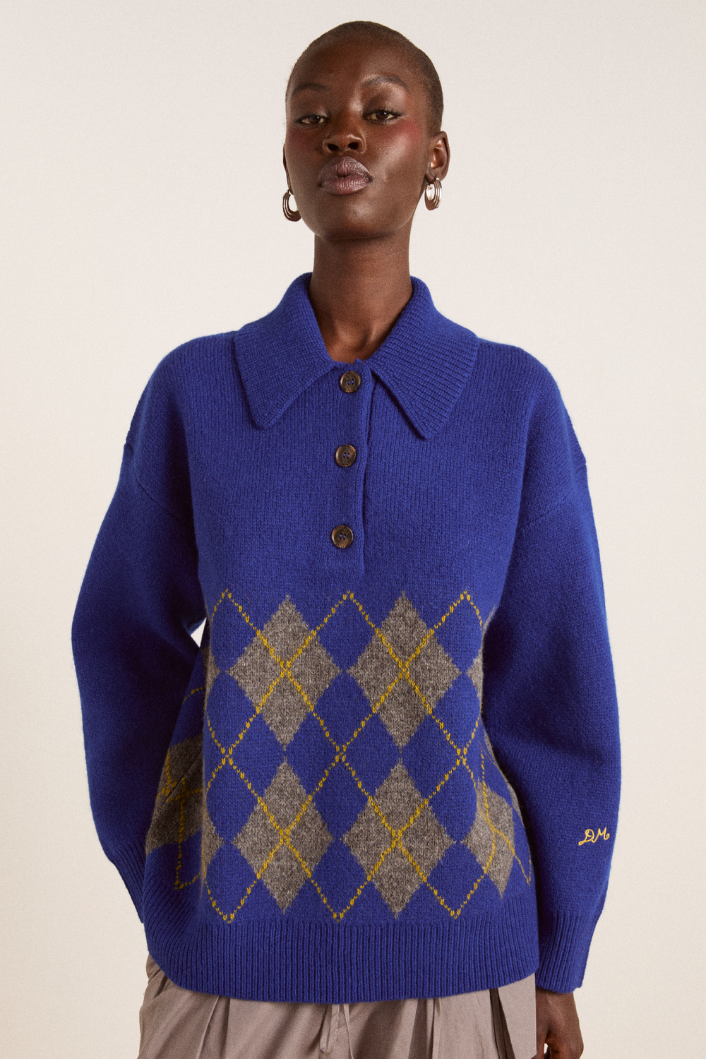 saskia slouchy lambswool rugby jumper -bold argyle