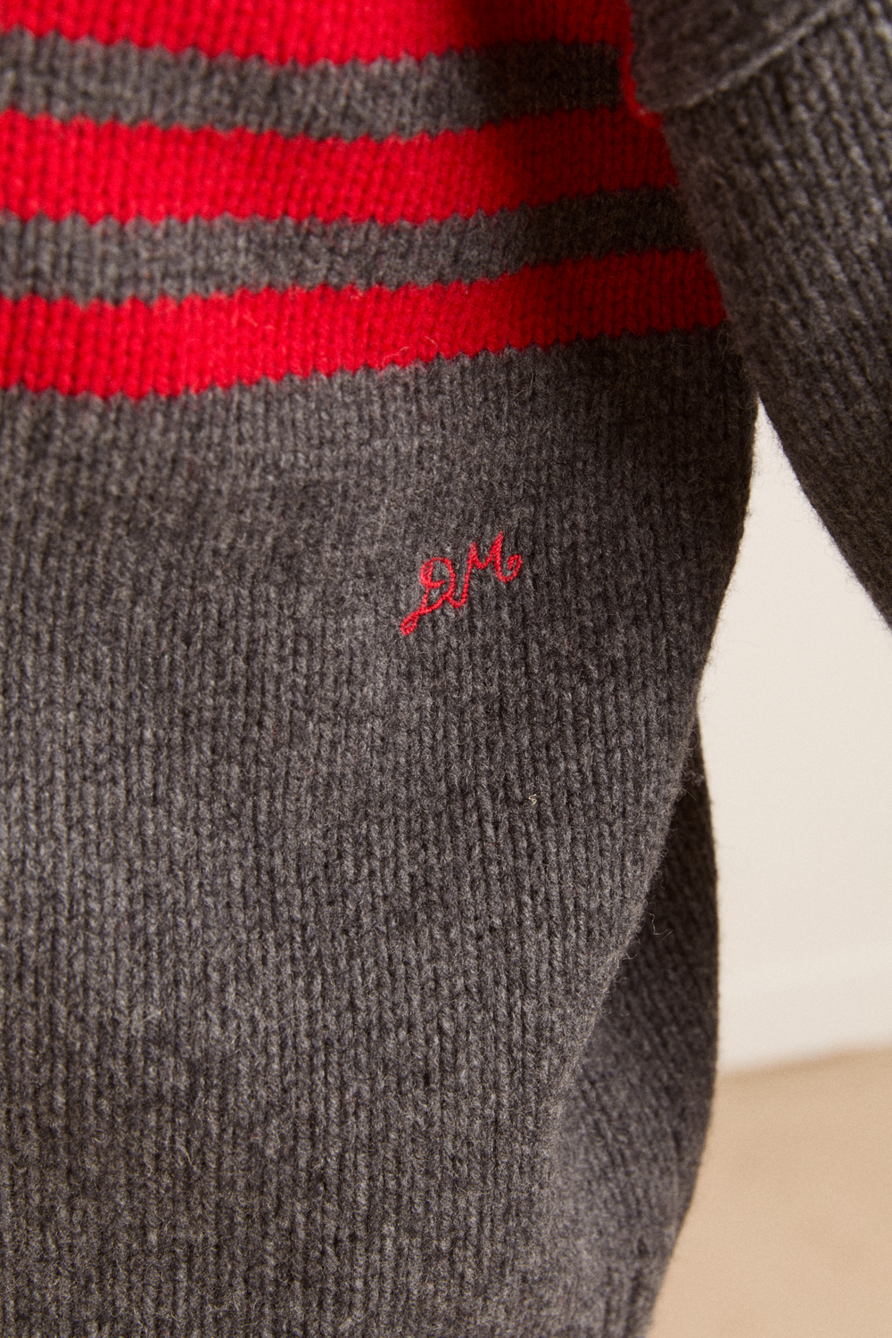 tallulah high neck lambswool jumper - charcoal/red