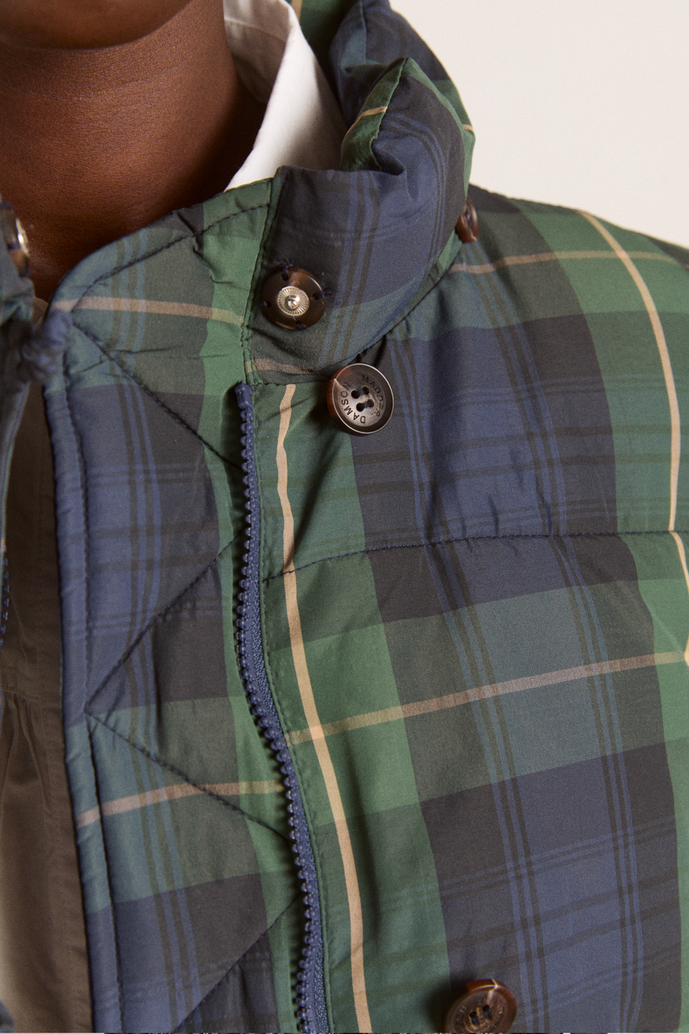pearl hooded puffer - navy check