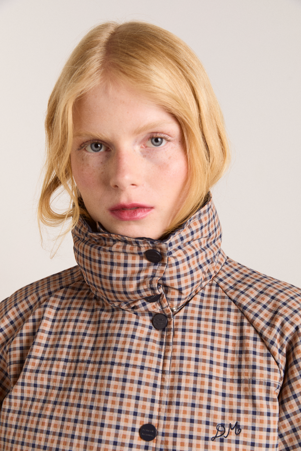 reversible opal puffer - navy & check