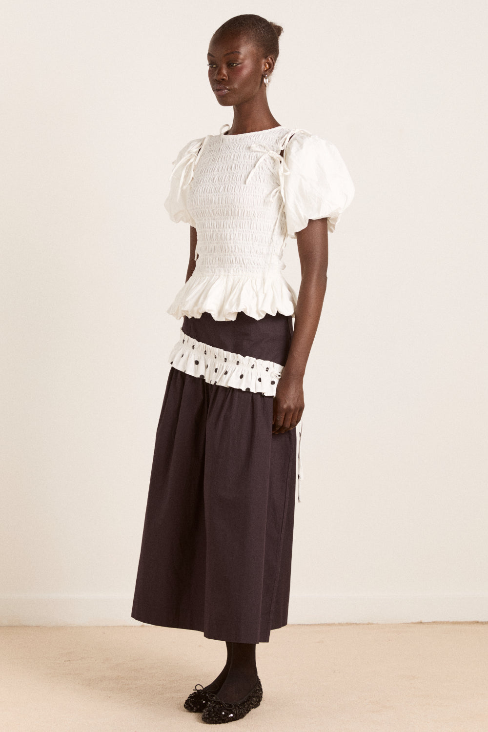 トップス agawd select Hem Rubber Blouse Drapey Twill Asymmetrical Button-Front Blouse | Banana Republic