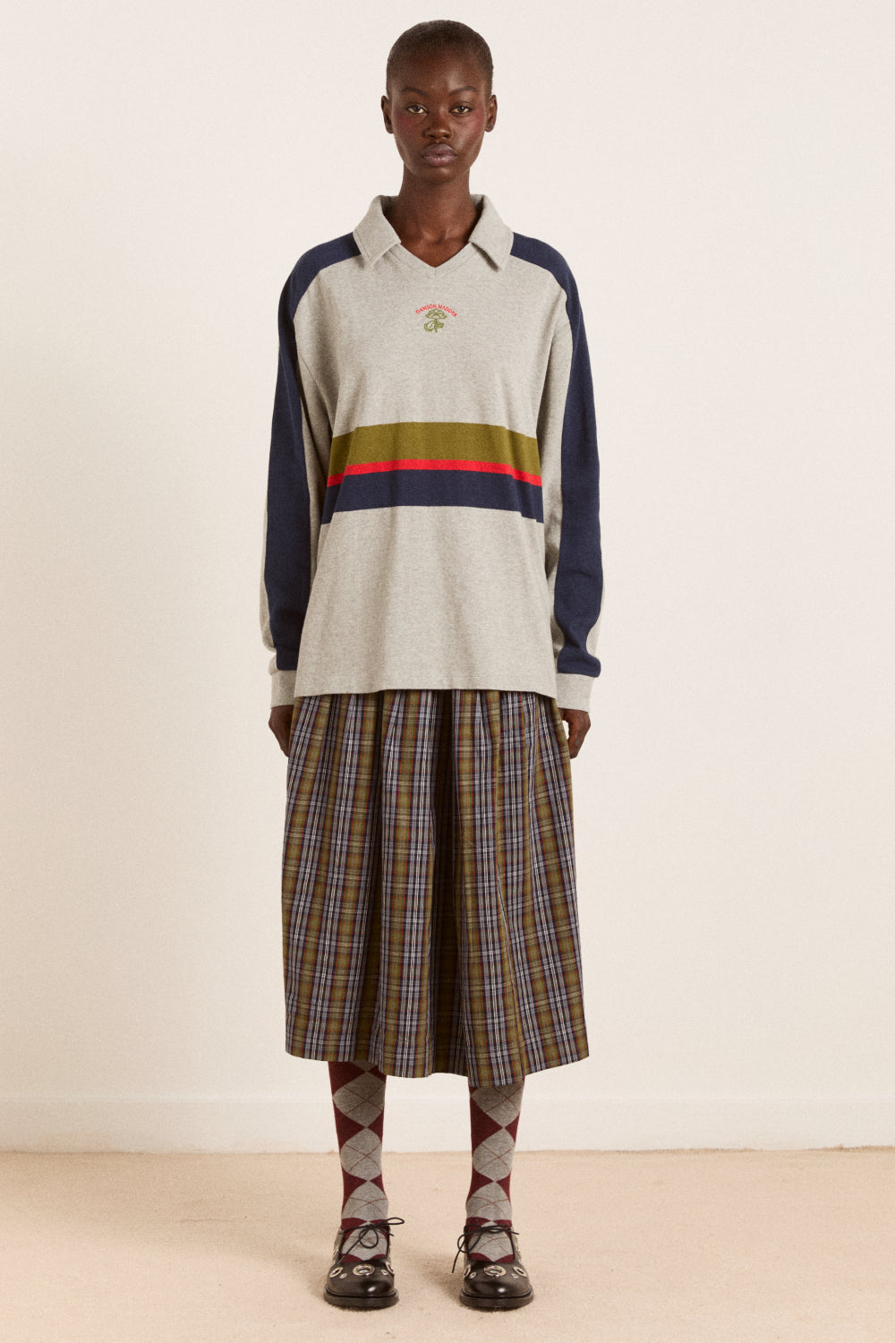 verity v-neck rugby top - stripe