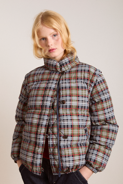 Pearl Hooded Puffer - Multi Check – Damson Madder