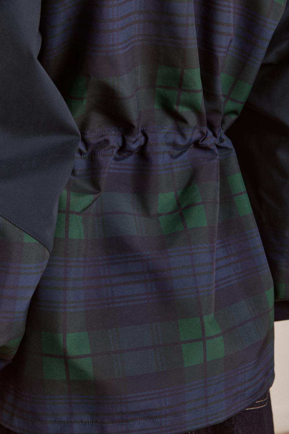 liu shower resistant raincoat - navy check