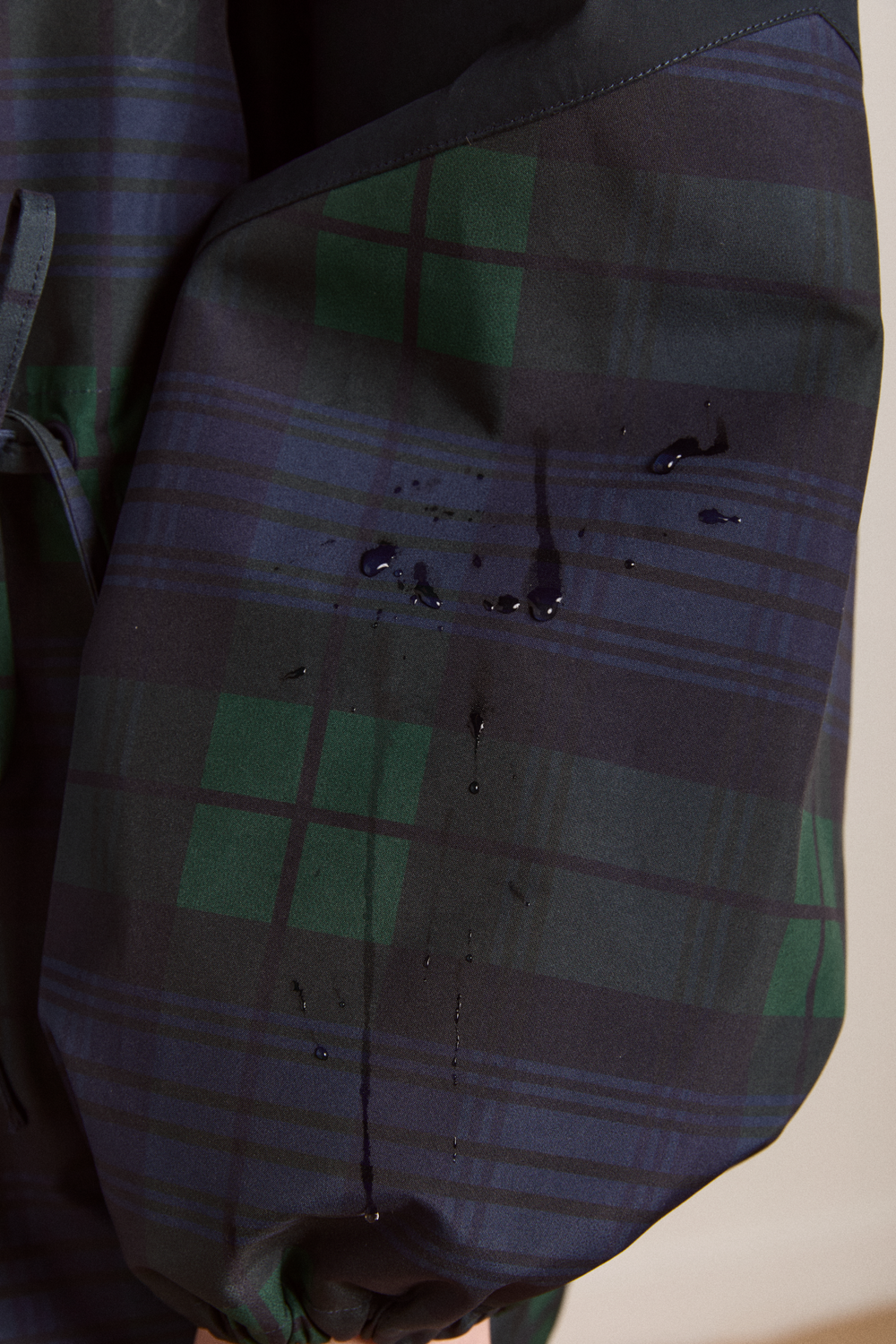 liu shower resistant raincoat - navy check