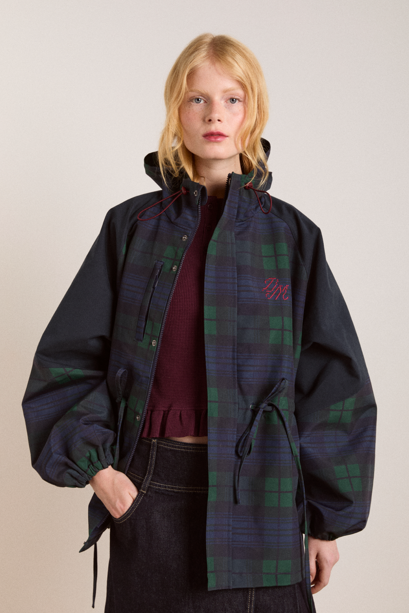 pre-order liu shower resistant raincoat - navy check – Damson Madder
