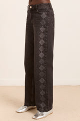 sylvie jeans - grey argyle