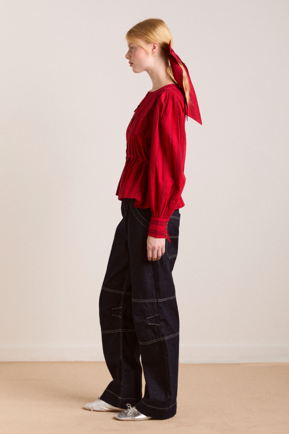 charlize blouse - red stripe