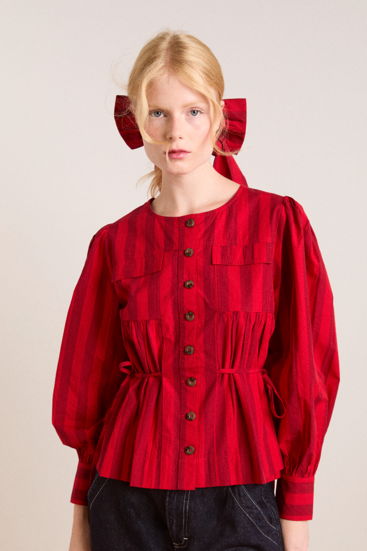 Charlize Blouse - Red Stripe – Damson Madder