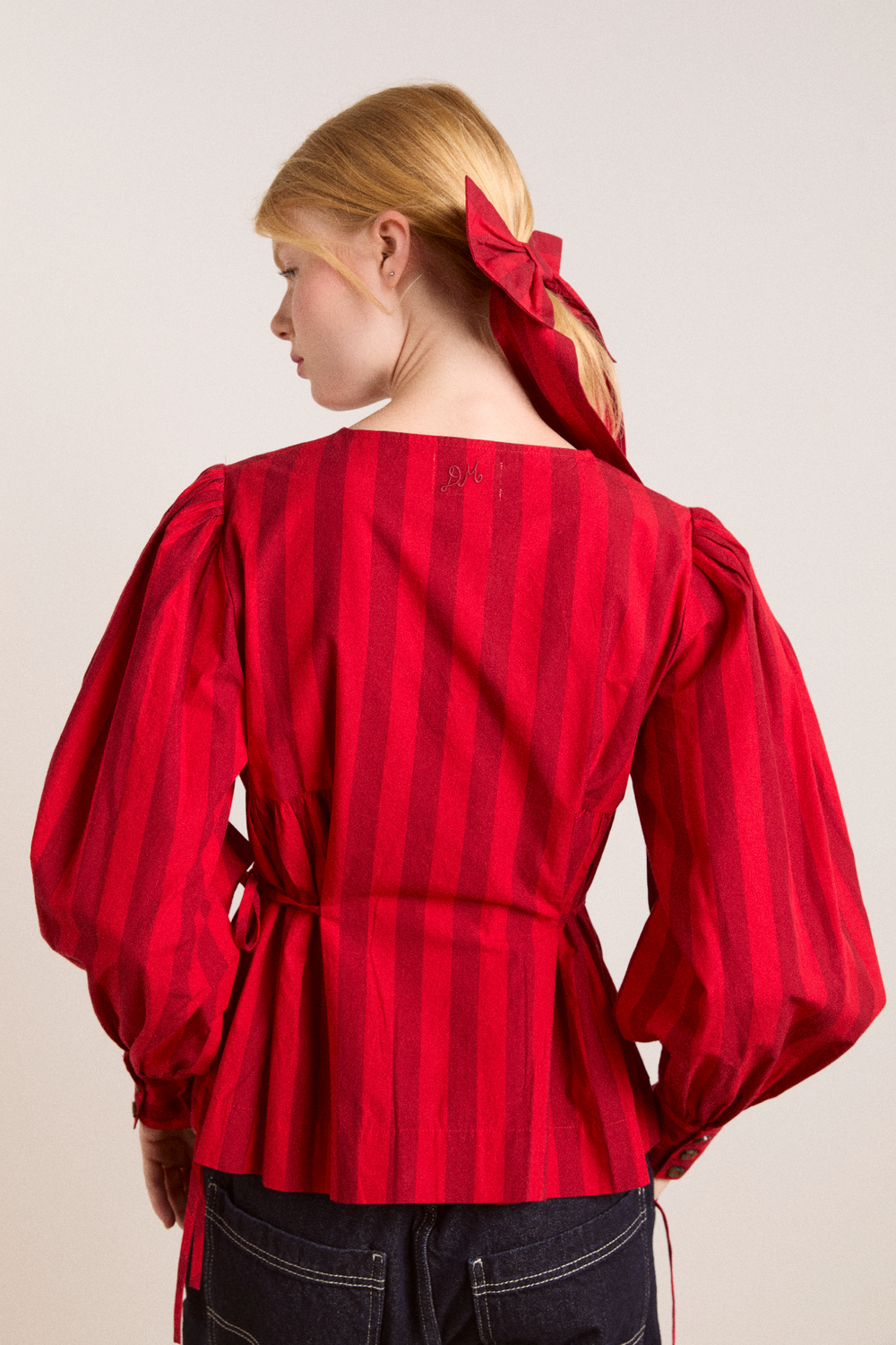 charlize blouse - red stripe