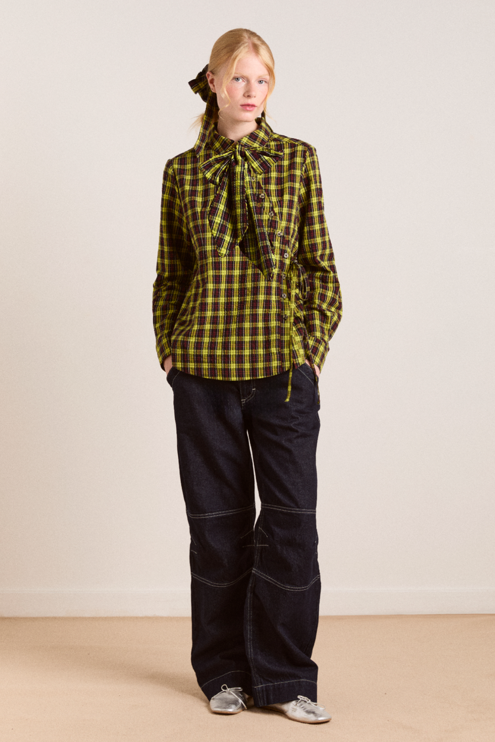 robyn shirt with removable tie - yellow check