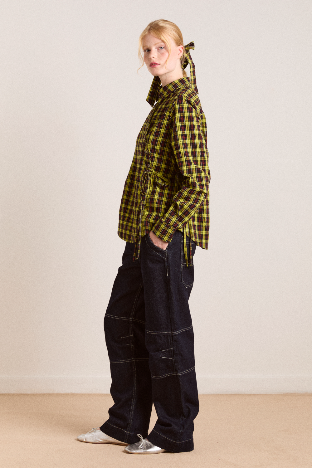 robyn shirt with removable tie - yellow check