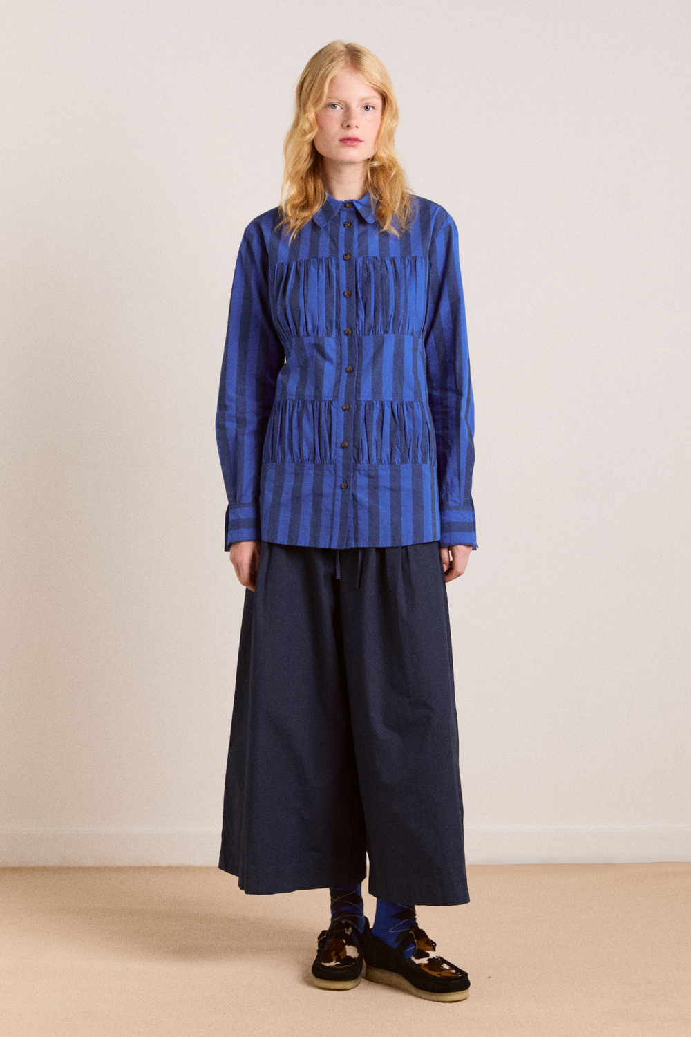xenia shirt - cobalt stripe
