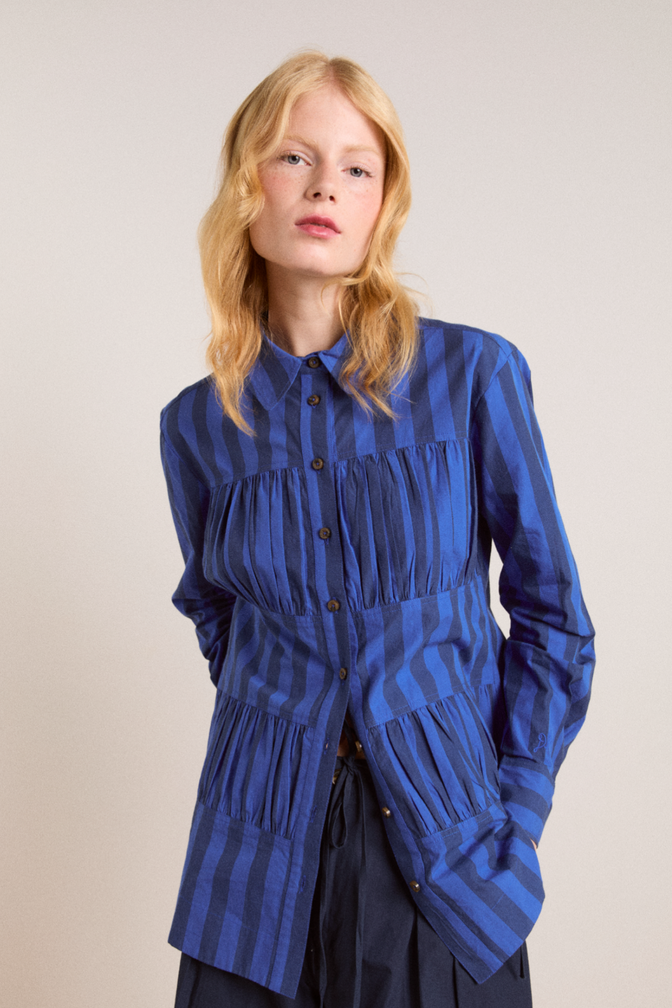 xenia shirt - cobalt stripe