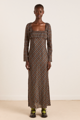 marissa sheer midi dress - multi check