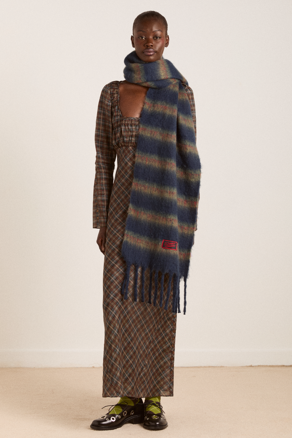 marissa sheer midi dress - multi check