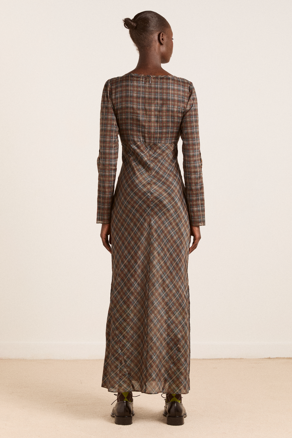 Marissa Sheer Midi Dress - Multi Check Damson Madder Marissa Sheer Midi Dress - Multi Check Damson Madder