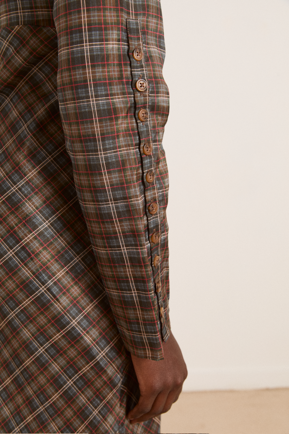 marissa sheer midi dress - multi check