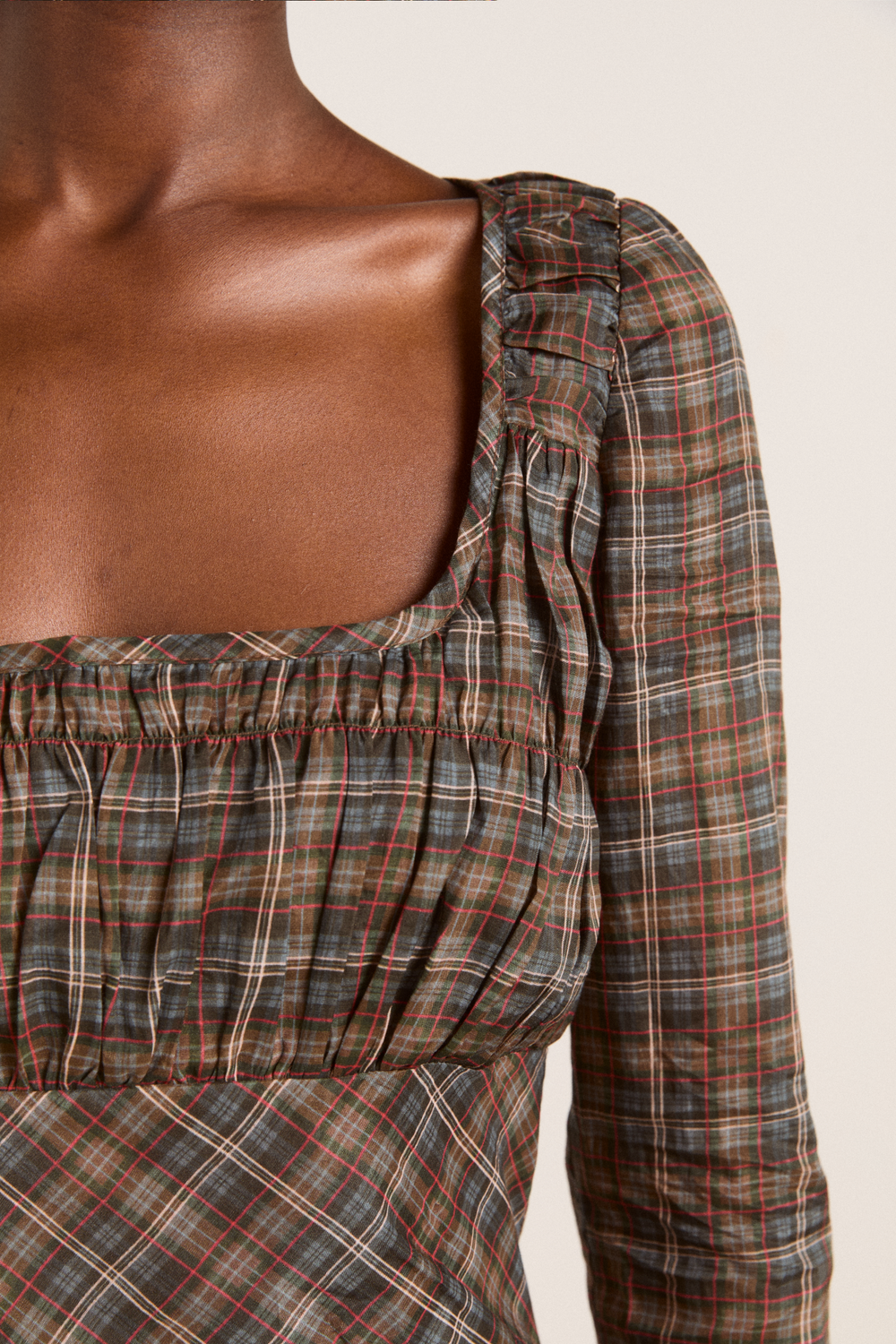 marissa sheer midi dress - multi check