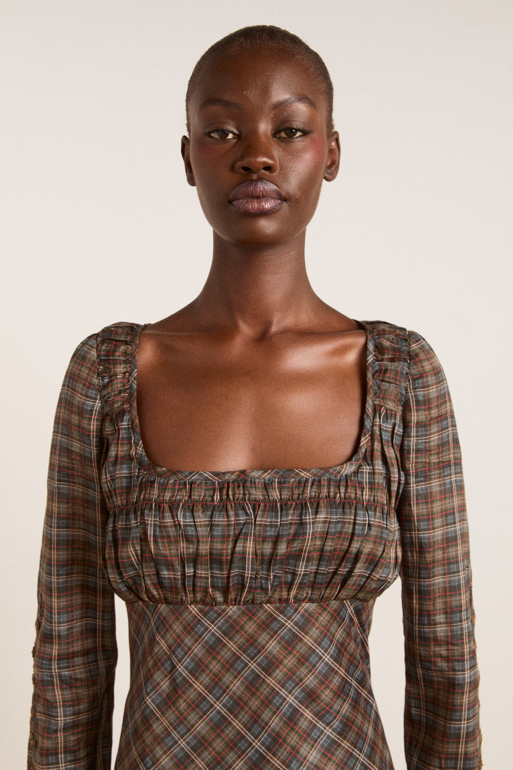 marissa sheer midi dress - multi check