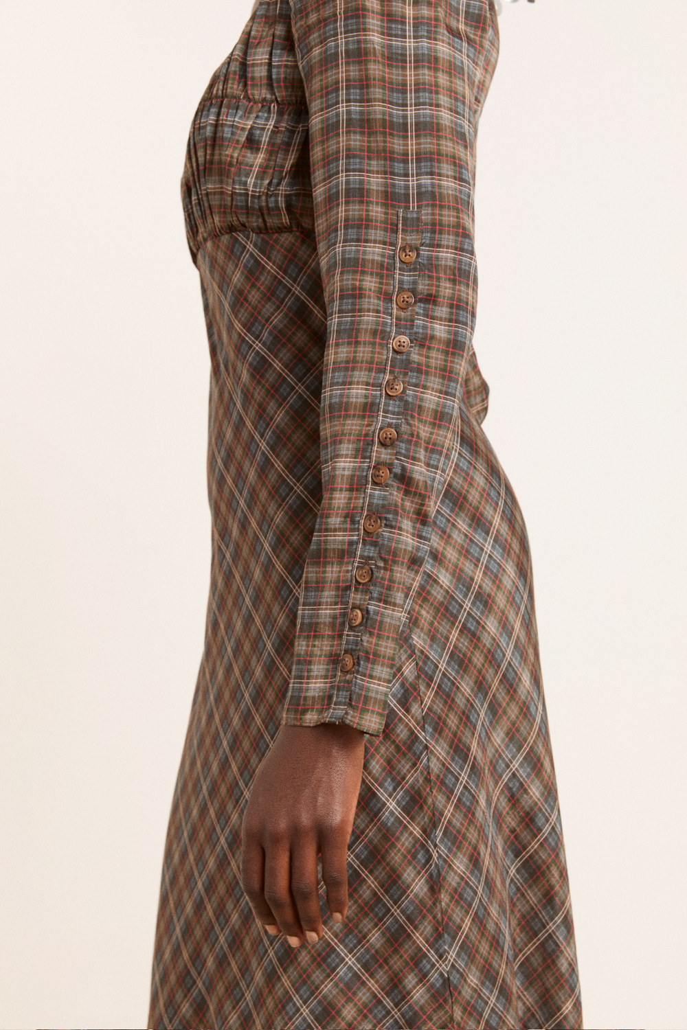 marissa sheer midi dress - multi check