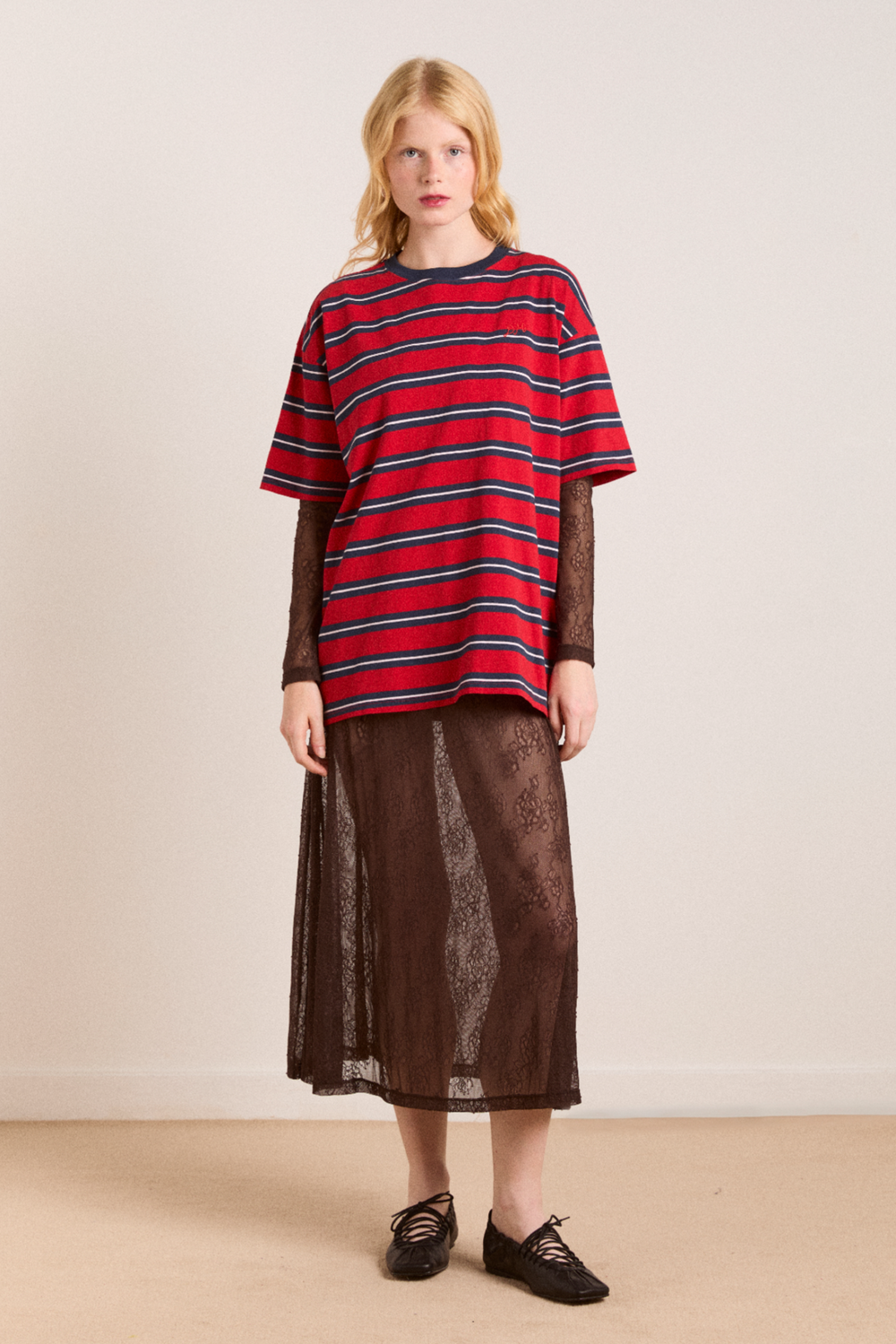 raphi lace midi dress - coffee