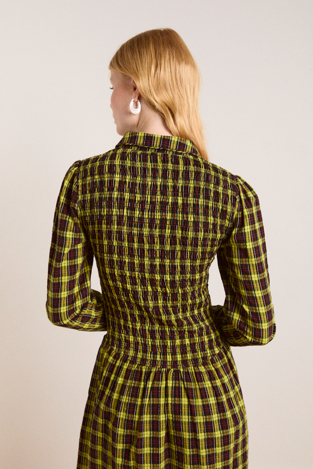 tartan midi dress Hazel Long Sleeve Midi Dress