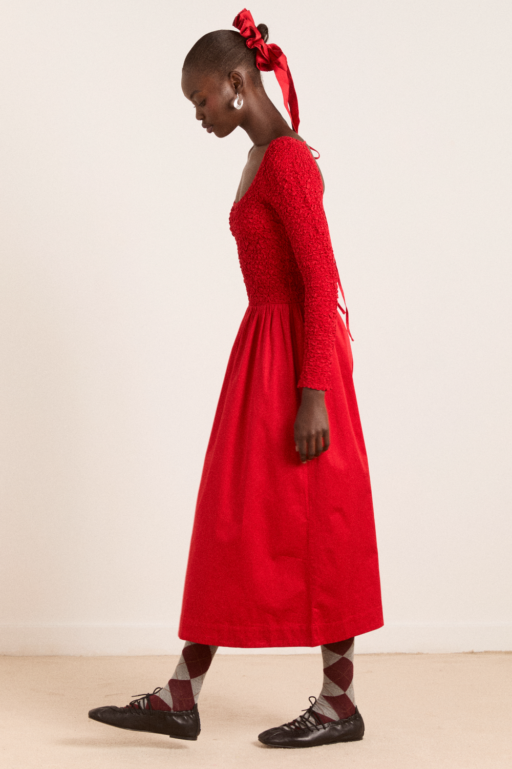Damson Madder Malinda Smocked Long Sleeve Organic Cotton Maxi Dress in Red at Nordstrom, Size 12 Us Damson Madder Malinda Smocked Long Sleeve Organic Cotton Maxi Dress in Red at Nordstrom, Size 12 Us