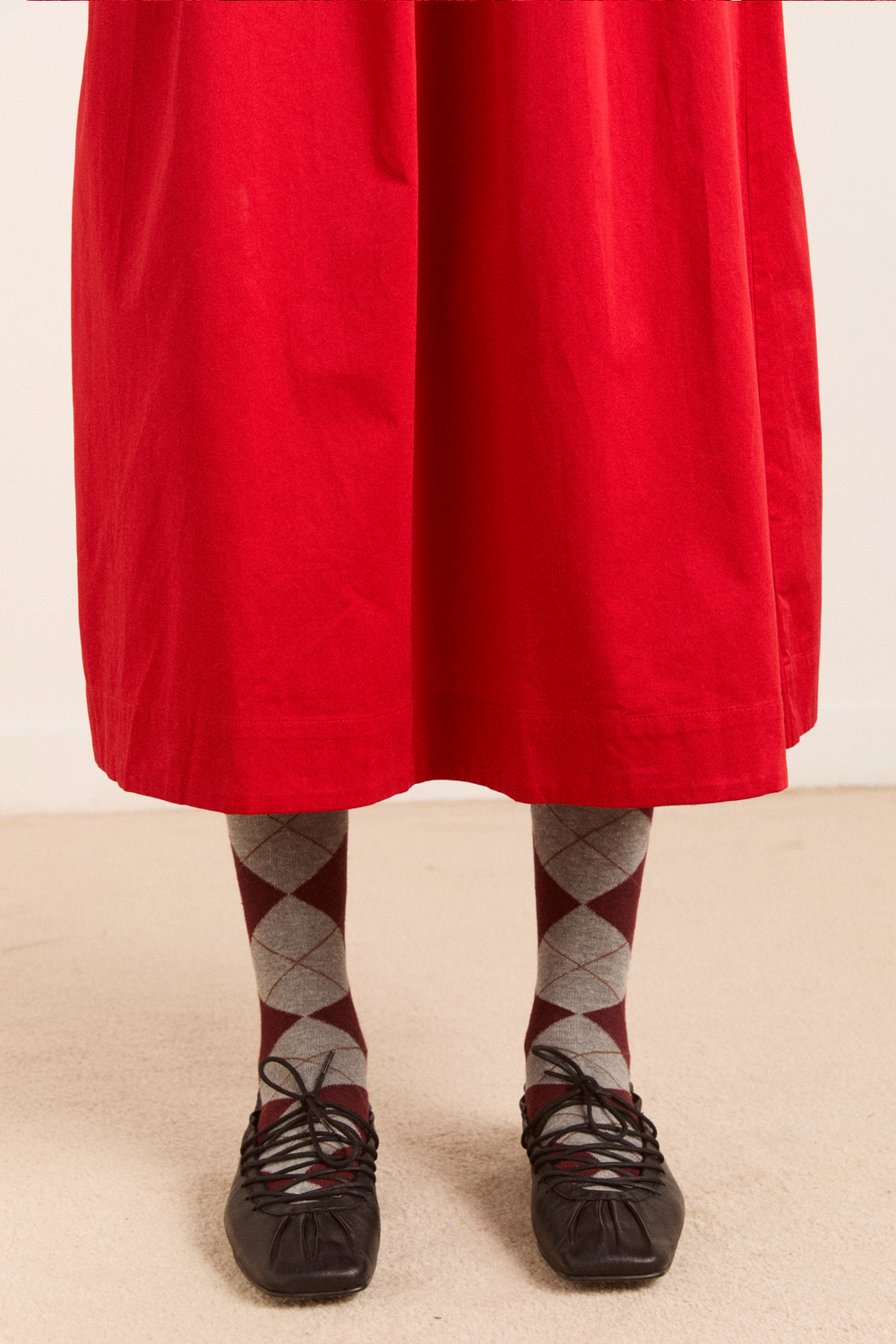 malinda ls smocked midi dress- red