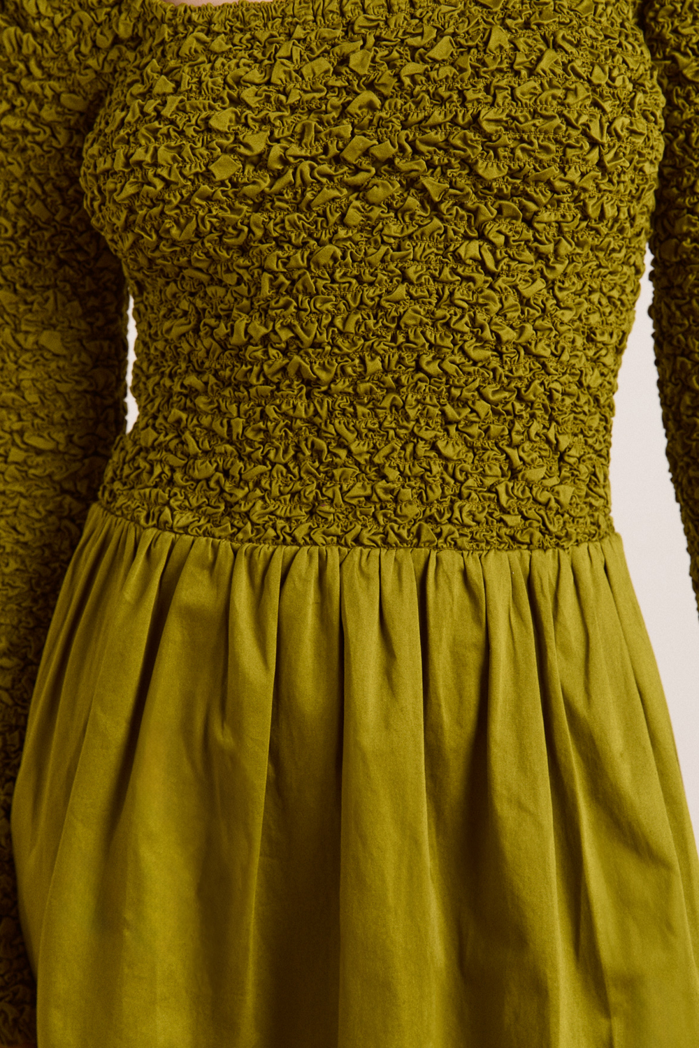 malinda super smocked mini dress - olive
