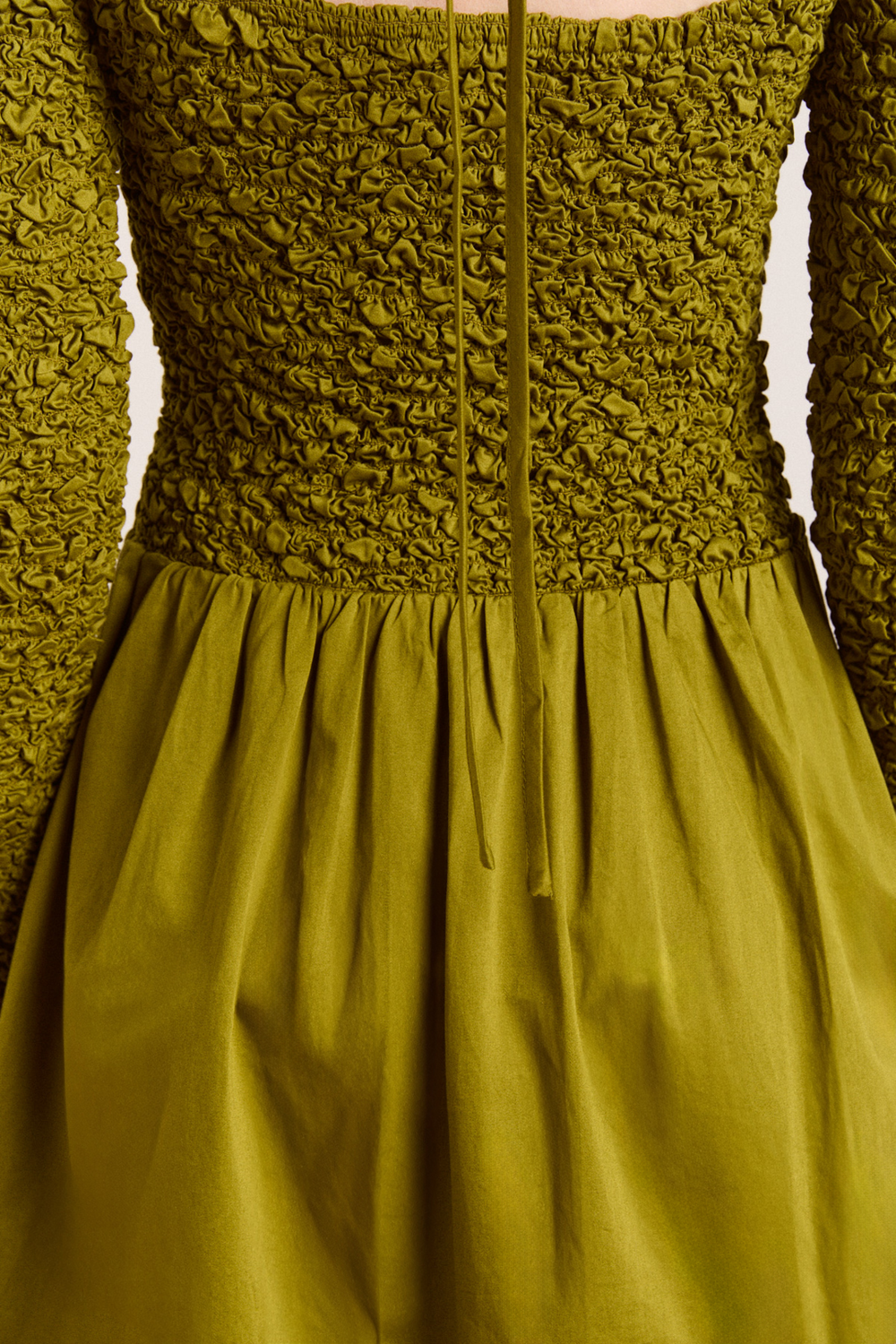 malinda super smocked mini dress - olive