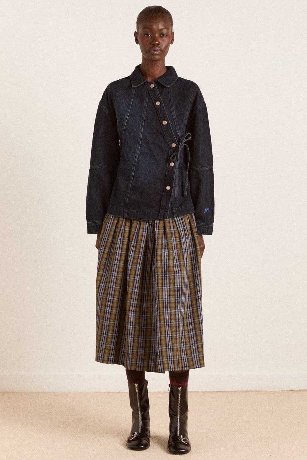josie midi skirt - multi check – Damson Madder josie midi skirt - multi check – Damson Madder
