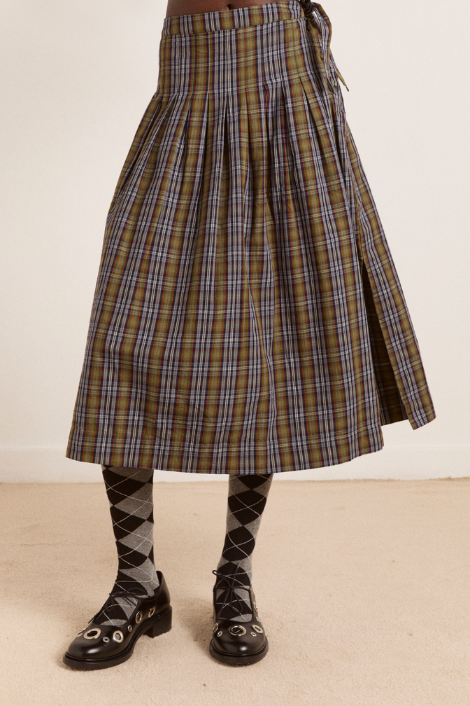 josie midi skirt - multi check