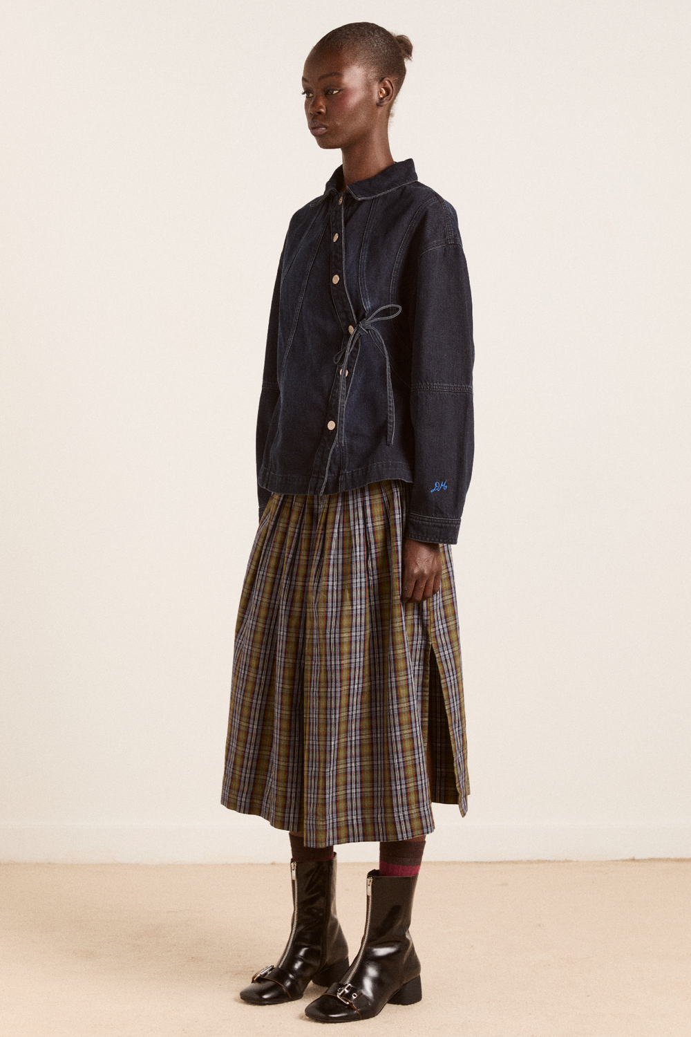 josie midi skirt - multi check – Damson Madder josie midi skirt - multi check – Damson Madder
