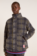 laurel borg jacket - grey marl olive pop check