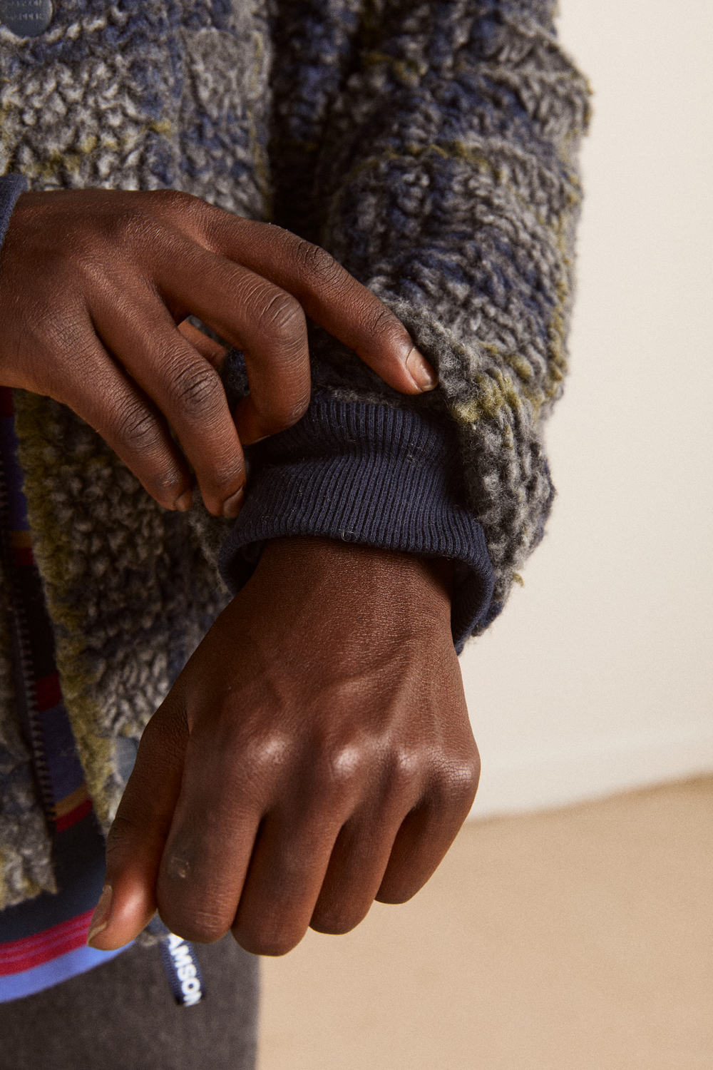 laurel borg jacket - grey marl olive pop check