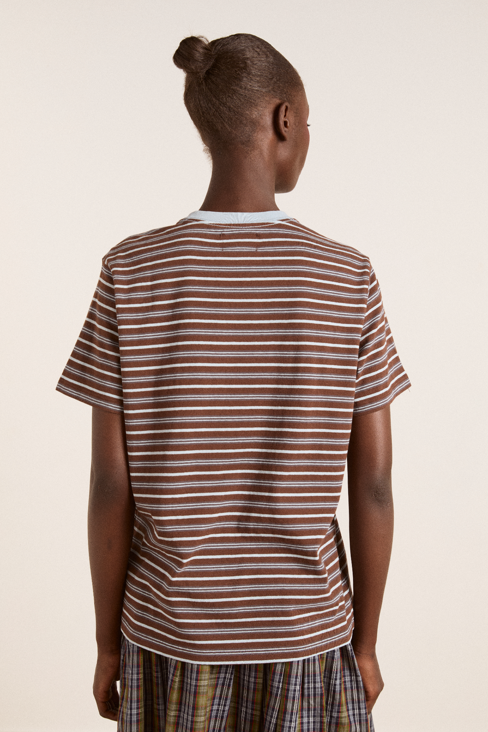 ariel relaxed ss tee - brown/blue stripe