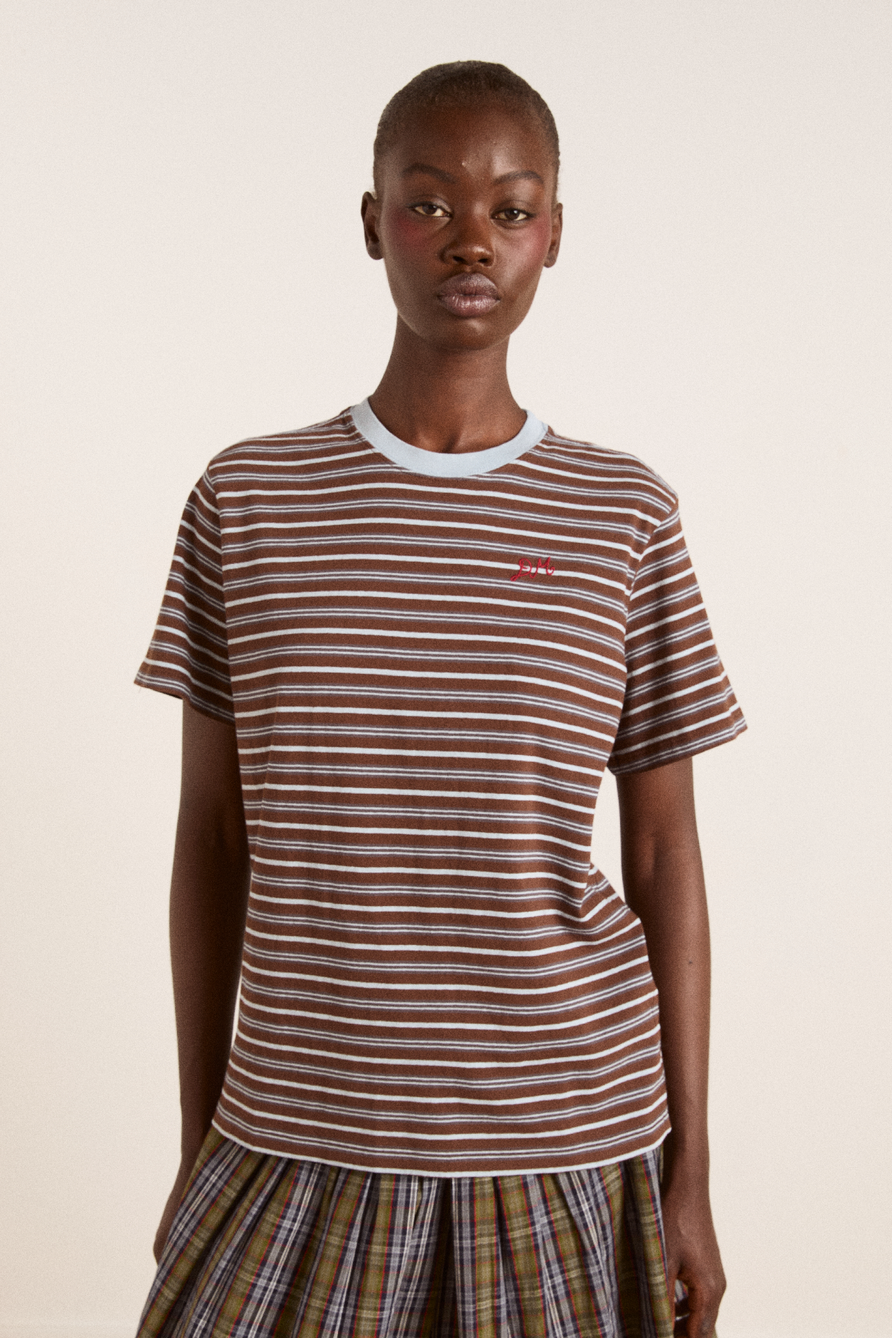 Ariel Relaxed Ss Tee - Brown/Blue Stripe – Damson Madder