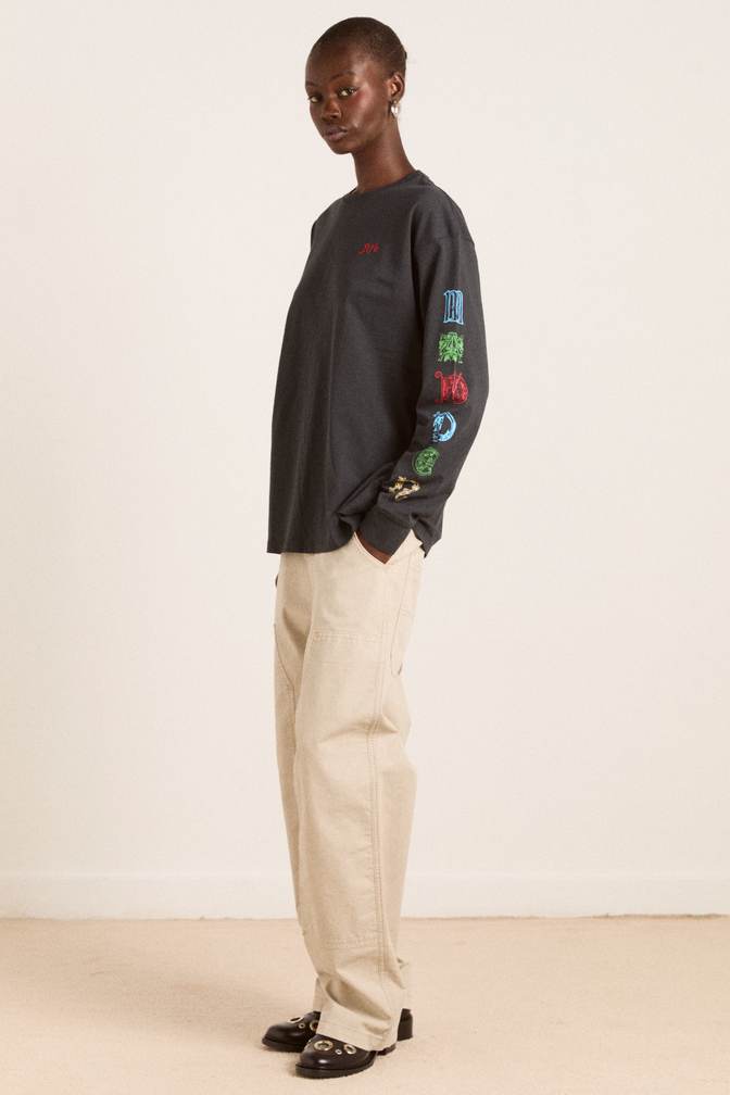 winter solstice long sleeve tee- charcoal